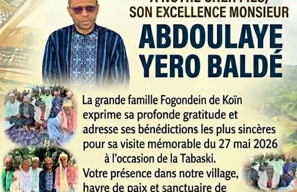 Fogondein de Koïn : la grande famille exprime sa reconnaissance à Son Excellence Abdoulaye Yero Baldé