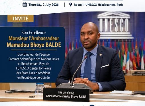 Tech Diplomacy Global Forum 2026 de l’UNESCO à Paris : l’Ambassadeur Mamadou Bhoye BALDÉ honoré d’une invitation officielle